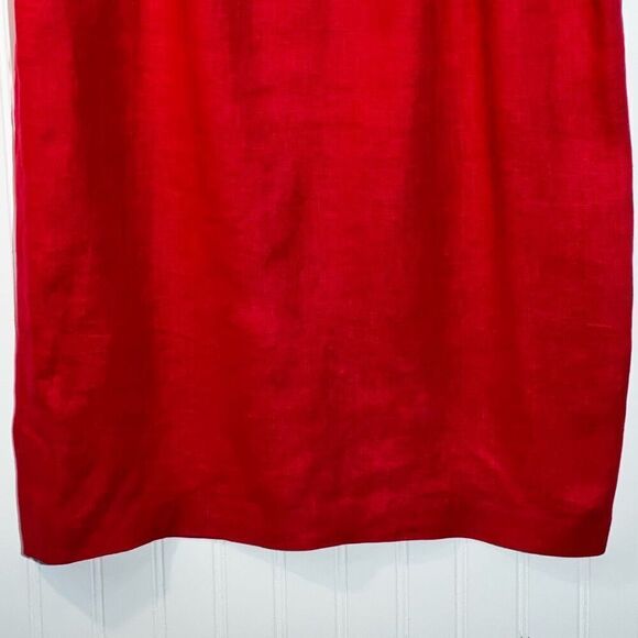 VTG Anne French Linen A-Line Skirt Women’s 12 Red Lined Classic Work Wear Office - Picture 3 of 8